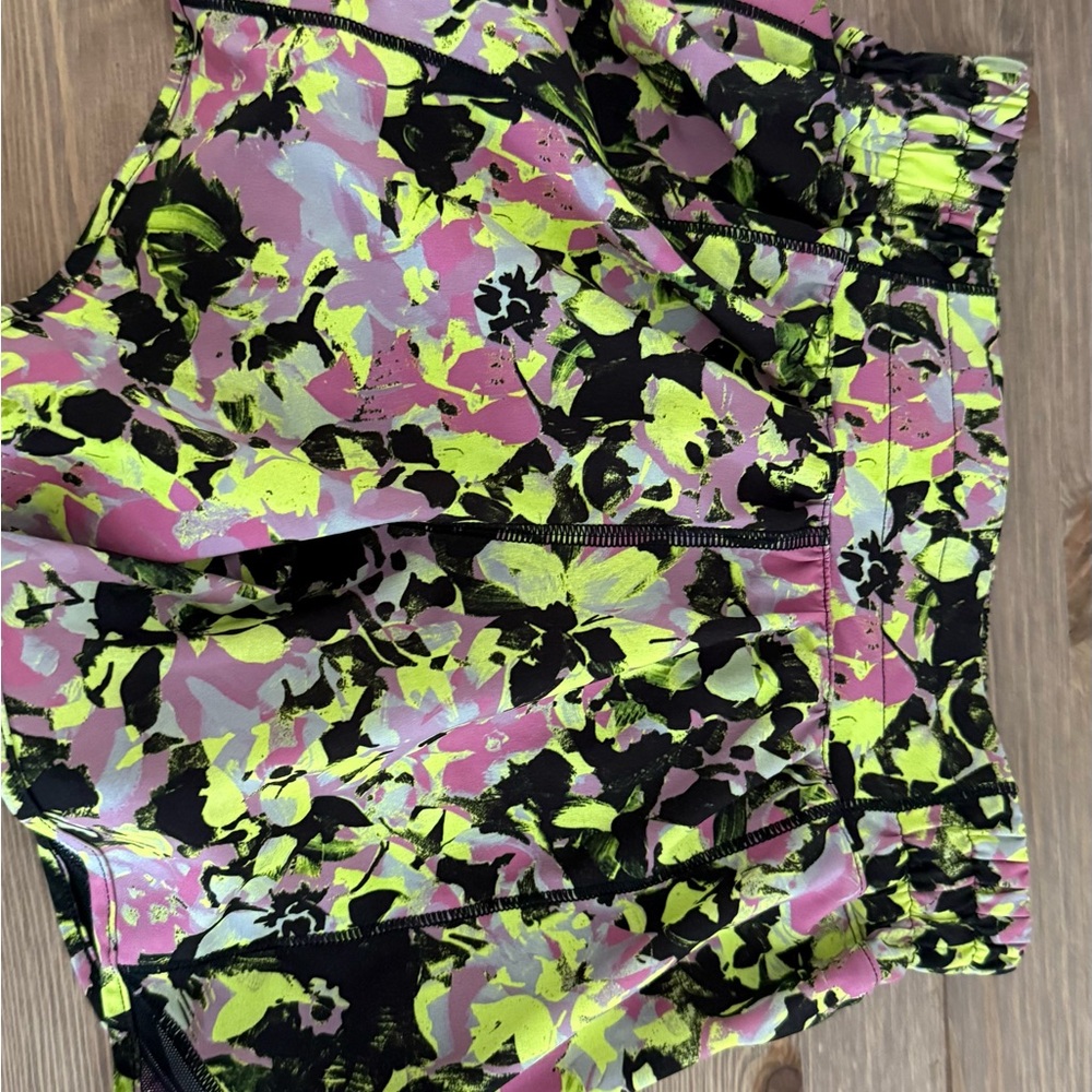 lululemon athletica Black and Pink Floral Athletic Shorts